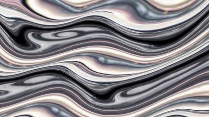 Wall Mural - a mesmerizing liquid metallic silver and black abstract texture featuring smooth, undulating waves a