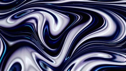 Wall Mural - a striking liquid metallic blue and white abstract texture with smooth reflective waves and intricat