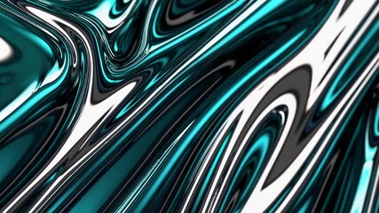 Wall Mural - a futuristic liquid metallic blue and silver abstract texture with smooth flowing waves, reflective 