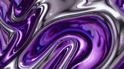 Wall Mural - a futuristic abstract texture with liquid metallic purple and silver swirls, smooth reflective surfa