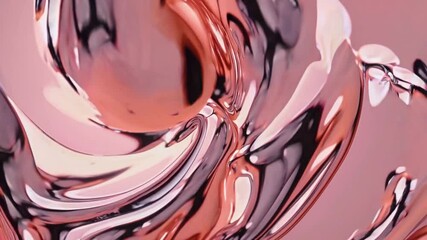 Wall Mural - a mesmerizing liquid metallic rose gold abstract texture with swirling, reflective surfaces creating