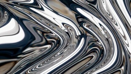 Wall Mural - a dynamic and fluid metallic silver abstract texture with glossy reflective swirls and smooth waves,