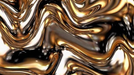 Wall Mural - a reflective and fluid metallic gold abstract texture featuring swirling waves and glossy surfaces, 