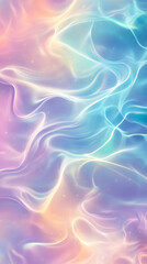 Fototapete - Pastel colored abstract background with flowing iridescent light trails and soft glowing bokeh effect