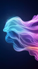 Leinwandbilder - Digital wave rippling through dark cosmos, glowing particles swirling with vibrant energy and futuristic luminescence