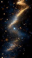Wall Mural - Golden and blue particles creating an artistic celestial illustration