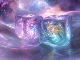 Wall Mural - cosmic ice cubes float in space. ai.