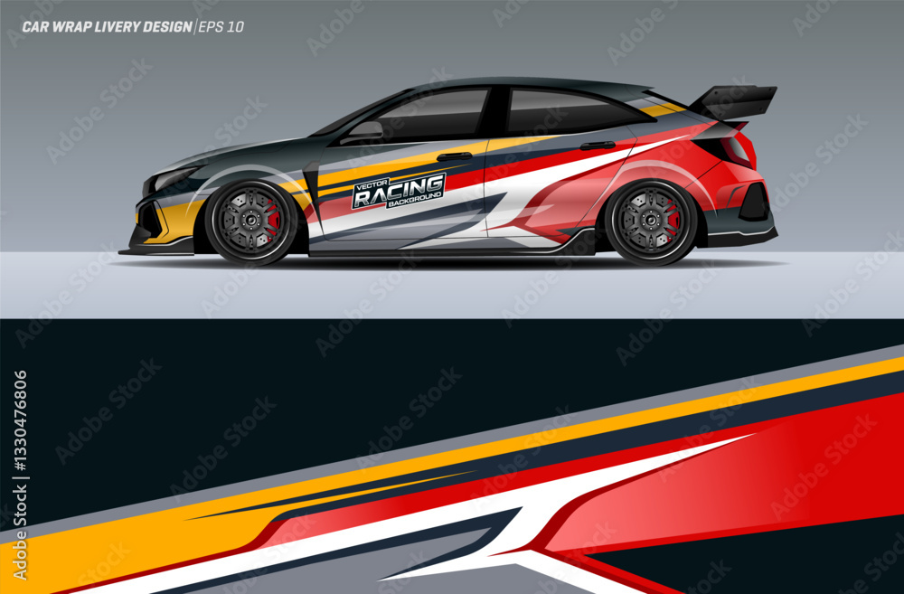 sporty car livery graphic vector. striping racing car wrap livery ...