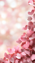 Aufkleber - Pink paper hearts falling, creating romantic Valentine's Day background with soft copy space for text