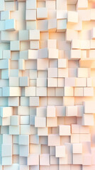 Poster - White and orange cubic abstract background forming a textured wall with protruding cubes creating a 3d geometric pattern, ideal for websites and presentations