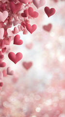 Aufkleber - Many small hearts falling creating a romantic atmosphere, ideal for Valentine's Day or other love related events