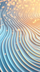 Poster - Blue and gold wavy lines forming an abstract background with glowing particles, enhancing modern elegance in design projects