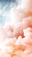 Aufkleber - Pastel hues merging softly across celestial canvas, sparkling stars illuminating dreamy cloudscape with ethereal luminescence