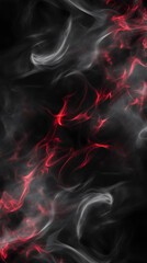 Poster - Red and white smoke creating abstract shapes on a black background, perfect for digital art and backgrounds