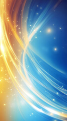 Leinwandbilder - Luminous golden and azure lines weaving, generating dynamic digital abstract pattern