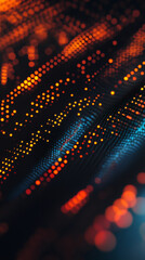 Leinwandbilder - Abstract background featuring flowing particles, creating an elegant and futuristic composition filled with vibrant orange and blue hues