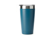 © Ali - Stylish blue tumbler with stainless steel accents, perfect for hot or cold beverages, simple and modern design.isolated on a white background PNG