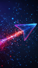 Leinwandbilder - Polygonal arrow pointing up symbolizing growth, success, and progress in a technological and futuristic context