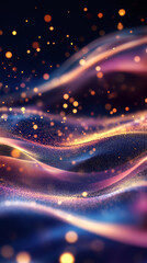 Leinwandbilder - Vibrant particles streaming, generating dynamic waves with luminous bokeh blur against dark backdrop