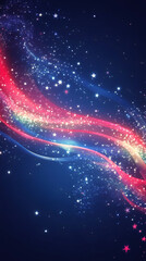 Poster - Luminous cosmic waves swirling with glittering starlight, generating dynamic digital landscape of ethereal celestial energy and mesmerizing visual rhythm