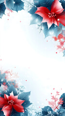 Aufkleber - Luxurious poinsettia blossoms surrounding frosty blue foliage, snowflakes drifting, capturing enchanting seasonal holiday spirit