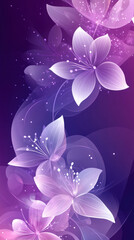 Aufkleber - Glowing purple flowers with delicate petals and sparkling particles create a magical floral background for romantic designs