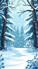 Aufkleber - Softly falling snow blanketing evergreen branches, transforming forest landscape with delicate white winter tranquility
