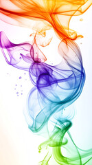 Leinwandbilder - Abstract composition of colorful smoke creating beautiful shapes on white background, ideal for websites and banners