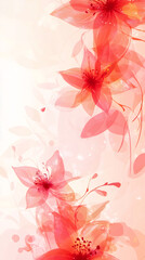 Aufkleber - Delicate red transparent flowers create a beautiful floral background, perfect for romantic or spring-themed projects