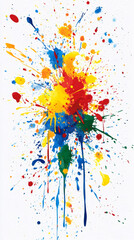 Poster - Vivid colors exploding on a white background, forming an energetic and dynamic abstract composition