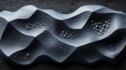 Abstract Black Rock Formation With Crystals