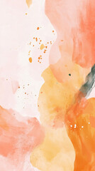Poster - Delicate and vibrant watercolor background featuring a mix of orange, pink, and yellow hues, creating a soft and artistic effect