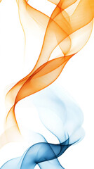 Leinwandbilder - Flowing orange and blue waves intersecting dynamically against pristine white surface