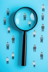 Wall Mural - a group of individuals gathered around a magnifying glass, observing or searching for something