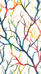 Fototapete - Intertwined branches with vibrant rainbow colors create a striking seamless pattern, perfect for nature-inspired designs