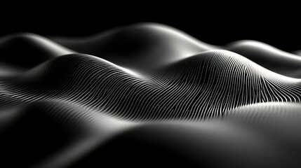 Abstract Gray Waveform Digital Landscape