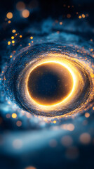 Leinwandbilder - Golden ring of swirling cosmic energy and particles against a dark, starry backdrop, creating a mesmerizing vortex
