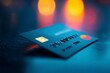 © scrdy - Macro Shot of Credit Card with Embedded Chip on Reflective Surface, Nighttime Mood Lighting