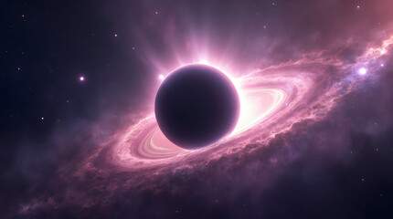 Wall Mural - Cosmic Black Hole Glowing Accretion Disk Nebula Space Digital Art Image