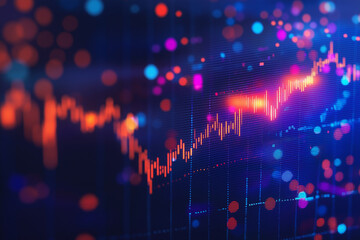 Wall Mural - abstract financial graph with uptrend line and arrows in the stock market on blue color background. 