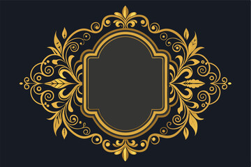 Poster - Elegant vector illustration featuring decorative frames with floral details in gold on a black background for artistic or design purposes