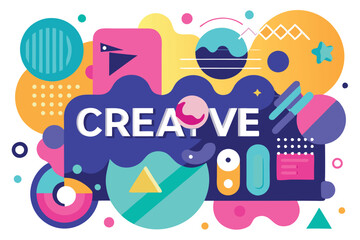 Aufkleber - Colorful abstract vector illustration featuring dynamic shapes, patterns, and overlapping elements in a vibrant composition