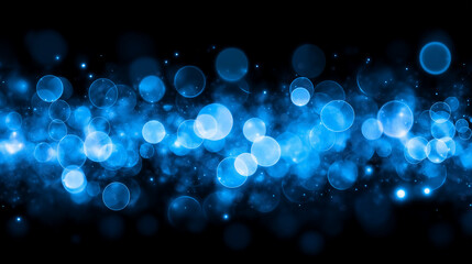 Wall Mural - celestial dance of light: an ethereal composition of glowing, blue orbs and bokeh effects, creating 