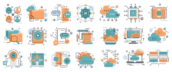 Wall Mural - business and marketing, programming, data management, internet connection, social network, computing