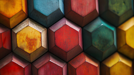 Close-up of colorful wooden blocks arranged in an intricate pattern, symbolizing the complexity and creativity of digital marketing and web development services.