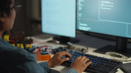 Showcasing a senior software engineer's typing close-up, this image emphasizes professionalism and innovation in the IT world. Perfect for your projects!