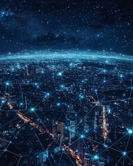 Wall Mural - earth from space: nighttime connectivity and city lights