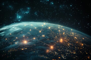 Wall Mural - earth from space: nighttime connectivity and city lights