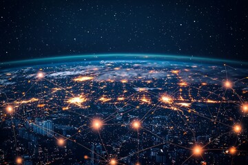 Wall Mural - earth from space: nighttime connectivity and city lights