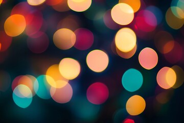 Wall Mural - Colorful Bokeh Lights on Dark Background
